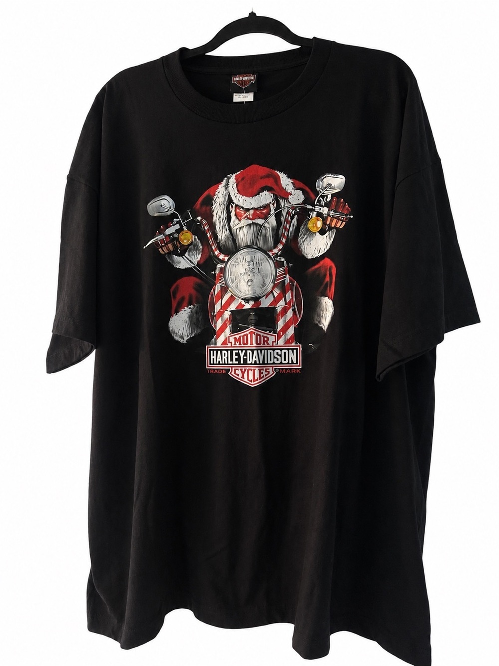Harley-Davidson Black Tee with Red & White Santa Rider Graphic  2X-Large